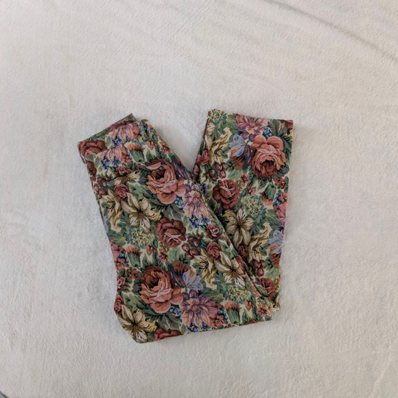 Meadows Floral Tapestry Green Pink Trousers - Size 2 - Picture 2 of 11